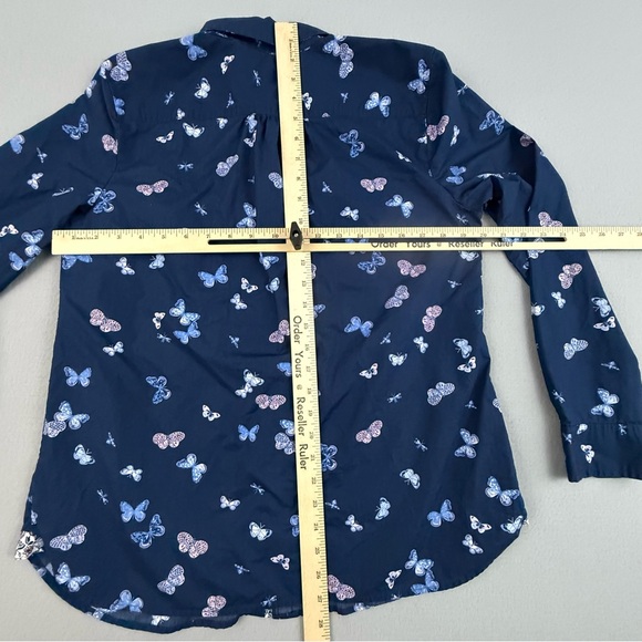 Talbots Shirt Women's Medium Long Sleeve Button Down Floral Butterfly Print Top‎ - Picture 8 of 10
